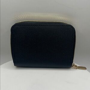 Black Accordion Wallet with Gold Accents